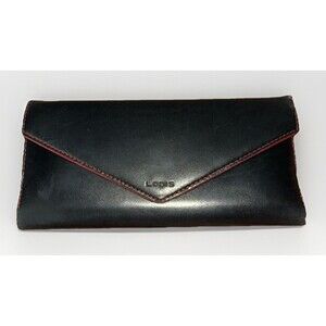 Lodis Trifold Audrey Style Clutch Wallet | Black & Red Leather | Checkbook